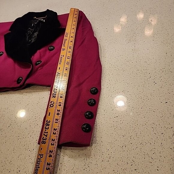 Escada Margaretha Ley Bright Pink Wool Short Blazer Jacket Black Velvet Trim 40 - Picture 7 of 8
